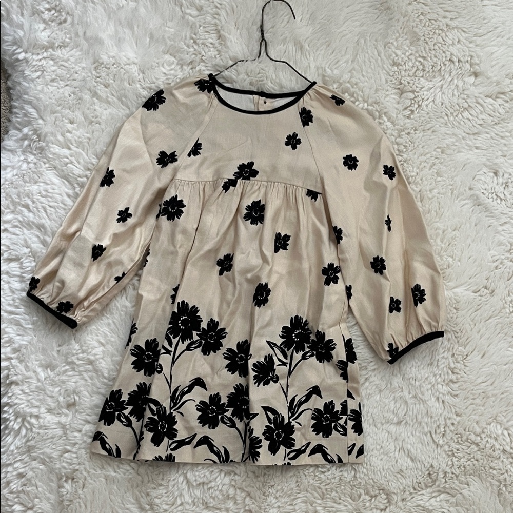 Zara Cream and Black Trim Dress